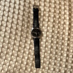 Kenneth Cole Black Dial Watch with Black Leather Strap
